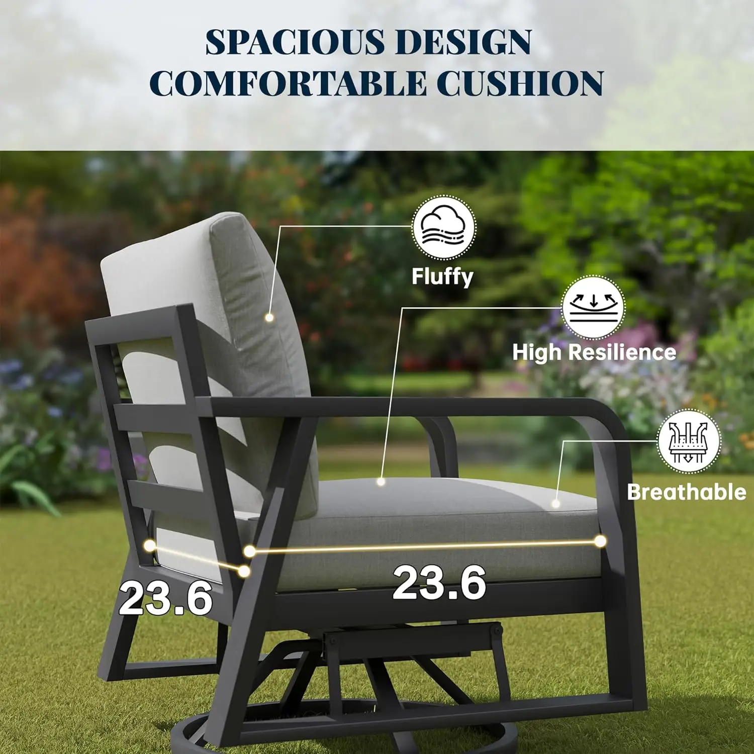 Outdoor Swivel Rocker Chair,360° Glider Swivel Rocking Chairs for Porch Deck Balcony Garden for Backyard