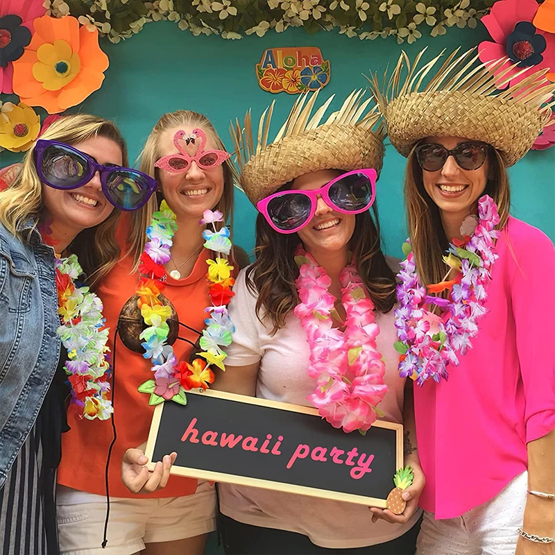 hawaiian beach party fancy dress Flower Necklace Leis Artificial Garland Hawaii Decoration Luau Wedding Birthday Cosplay New women's plus 3X great to wear cocktail-dresses STYLE:A07267026