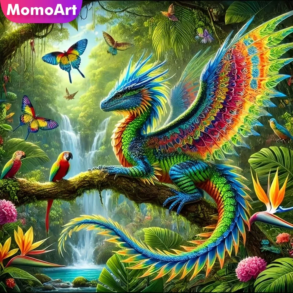 Momoart DIY Diamant-Mosaik Dinosaurier-Tiermuster für Erwachsene Anfänger Diamantmalerei Cartoon Neuerscheinung Stickerei Wandkunst