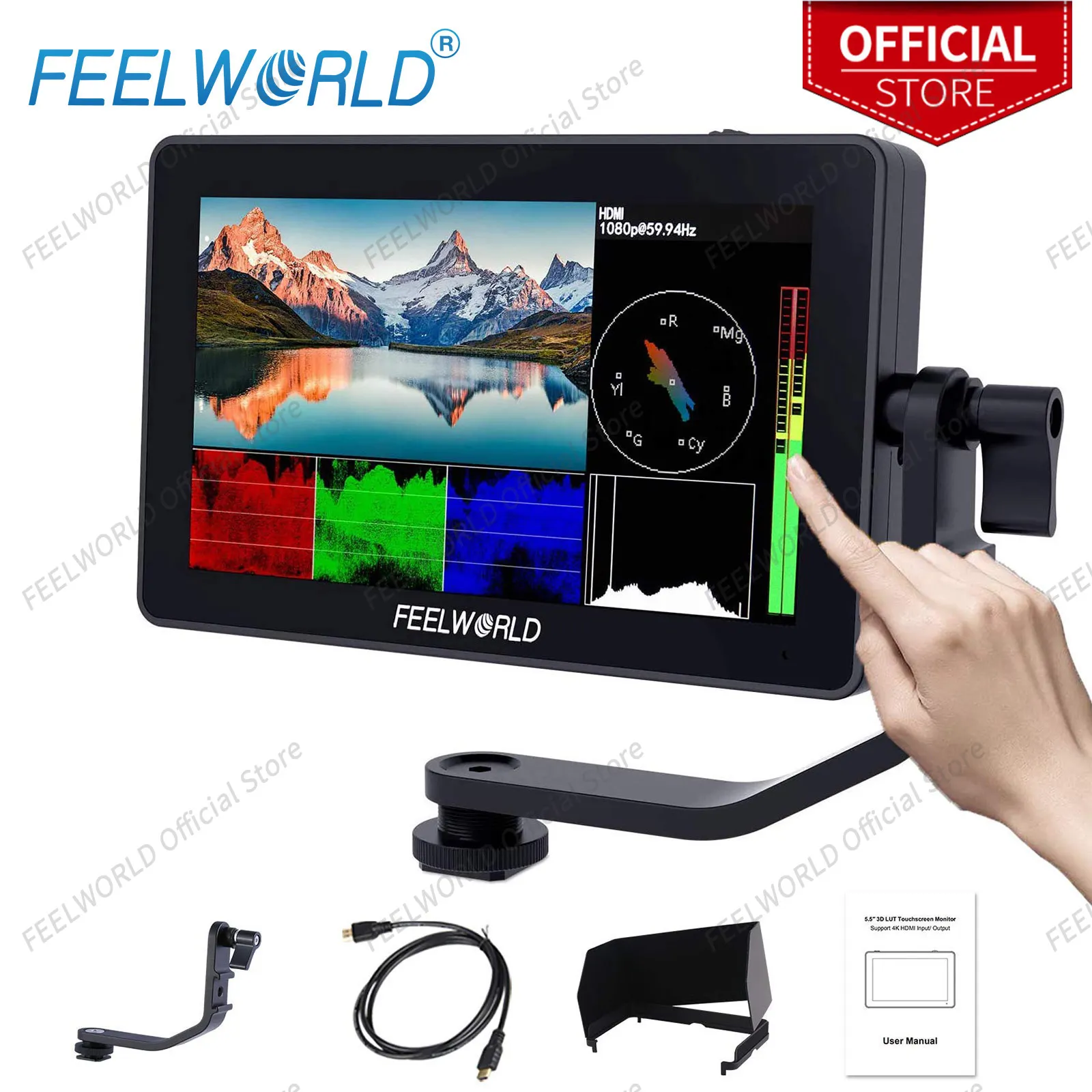 FEELWORLD-Touch Screen DSLR Camera Field Monitor, F6 Plus V2, 6 \