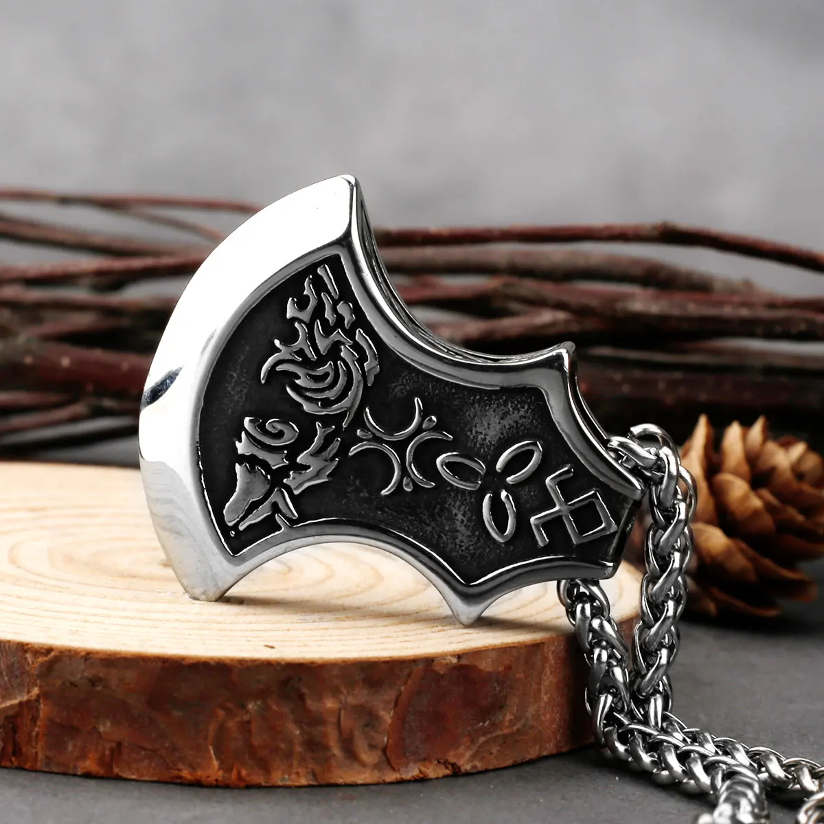 Stainless Steel Axe Pendant Vintage Viking Celtic Knot Wolf Amulet Rune Pendant Jewelry Men\'s Classic Trend Party Jewelry Gifts