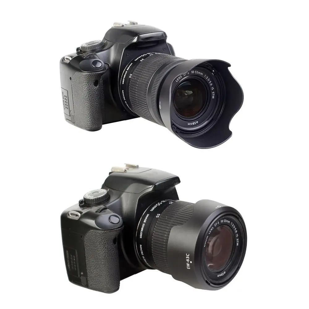 EW-63C 58mm osłona obiektywu ABS czarna osłona przeciwsłoneczna obiektywu aparatu osłona przeciwsłoneczna do Canon EF-S 18-55mm f/3.5-5.6 IS STM