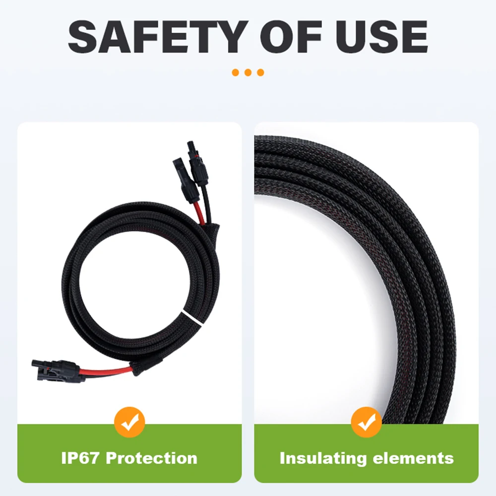 10AWG 12AWG كابل تمديد الطاقة الشمسية المضفر سلك PV لنظام الألواح الشمسية RV قارب البحرية