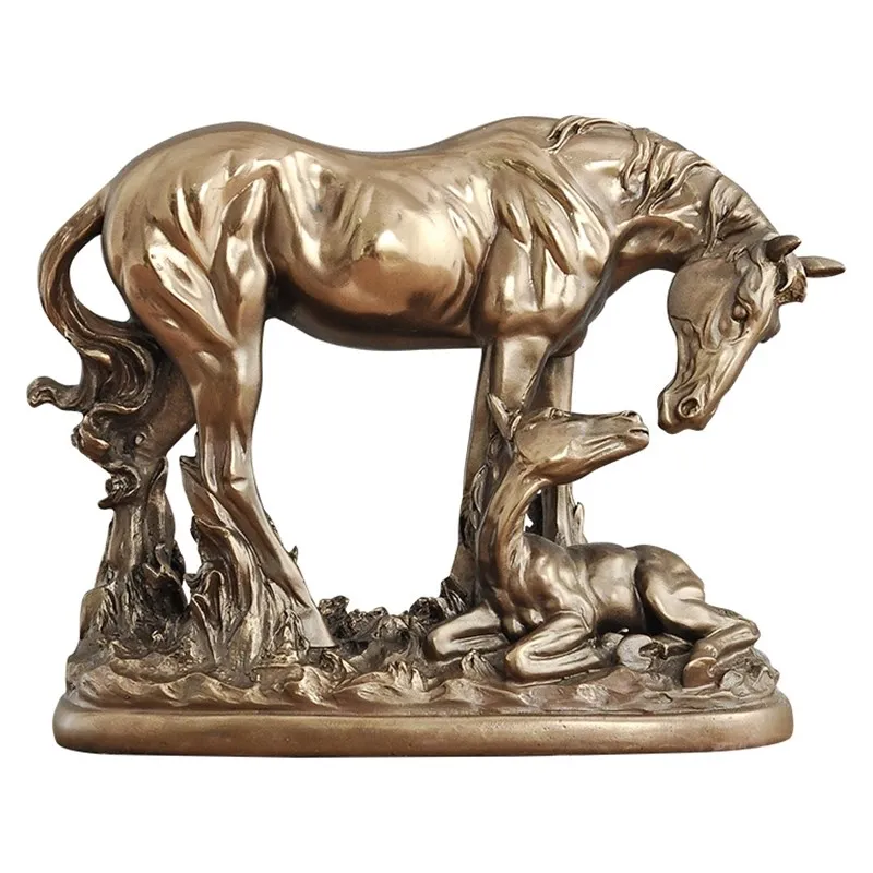 DEEP FEELINGS HORSE STATUE BRONZE HORSE ART SCULPTURE ABSTRACT ANIMAL FIGURINE RESIN CRAFTS HOME DECORATIONS WEDDING GIFT R1377