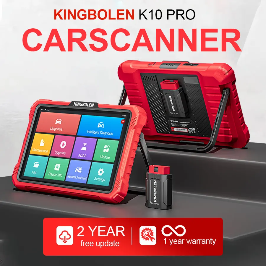 KINGBOLEN K10 Pro Systèmes complets, scanner automobile 10 pouces, carte topologique, fonction ECU |   Outil de diagnostic bidirectionnel Bluetooth OBD2, 41+ services de réinitialisation, FCA AutoAuth, CANFD & DOIP, 2 ans de mises à jour, V.A.G Guided