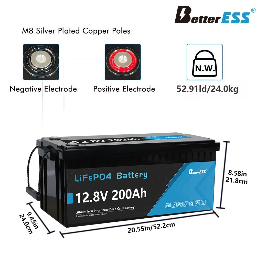 New 12V 400Ah 300Ah 200Ah 100Ah LiFePO4 Battery 12.8V 24V  Lithium Iron Phosphate Battery Built-in BMS For Solar Boat TAX FREE