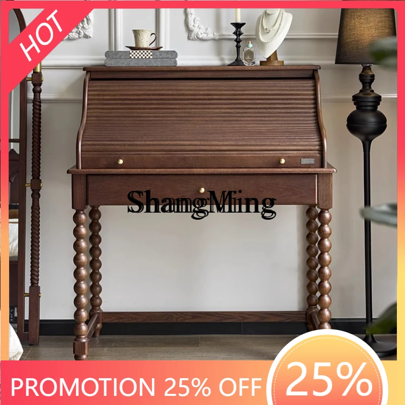 

SM new antique retro solid wood makeup table small apartment high-end storage cabinet dressing mirror