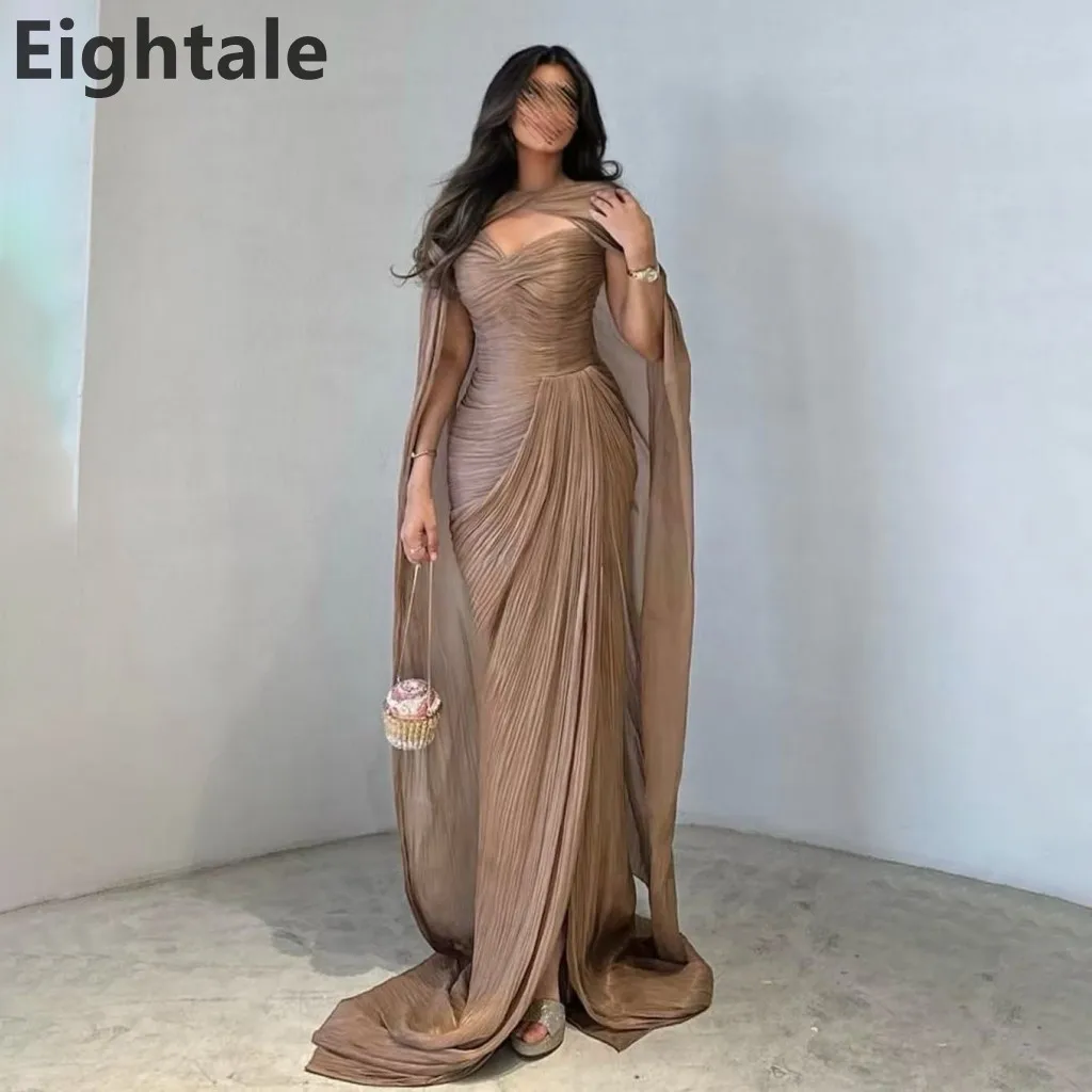 فستان سهرة طويل بحورية البحر باللون البني Eightale 2025 لحفلات الزفاف بكتف واحد فستان رسمي للحفلات الراقصة في دبي