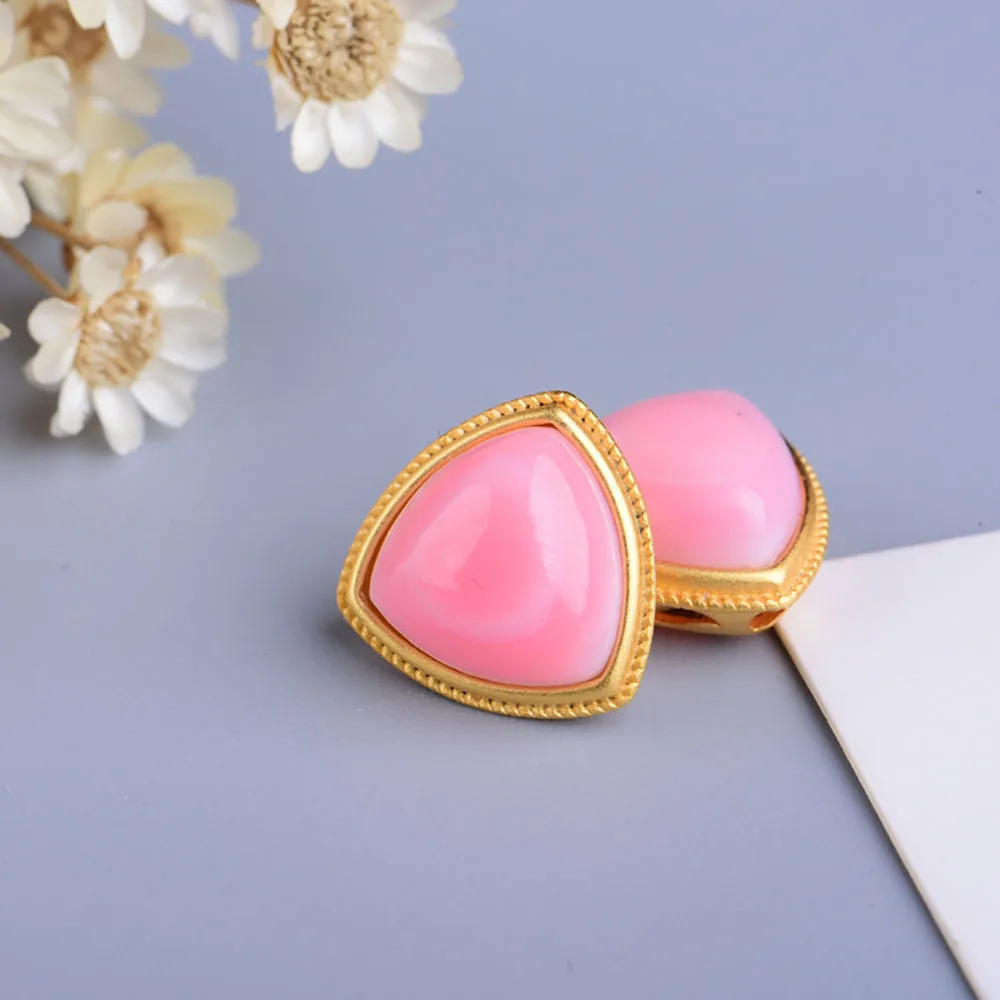 

ZHEN-D Jewelry Natural Queen Conch Candy Pink Silver Gilded Gold Mini Connector Spacer Triangle Bead DIY Earrings Necklace Gift