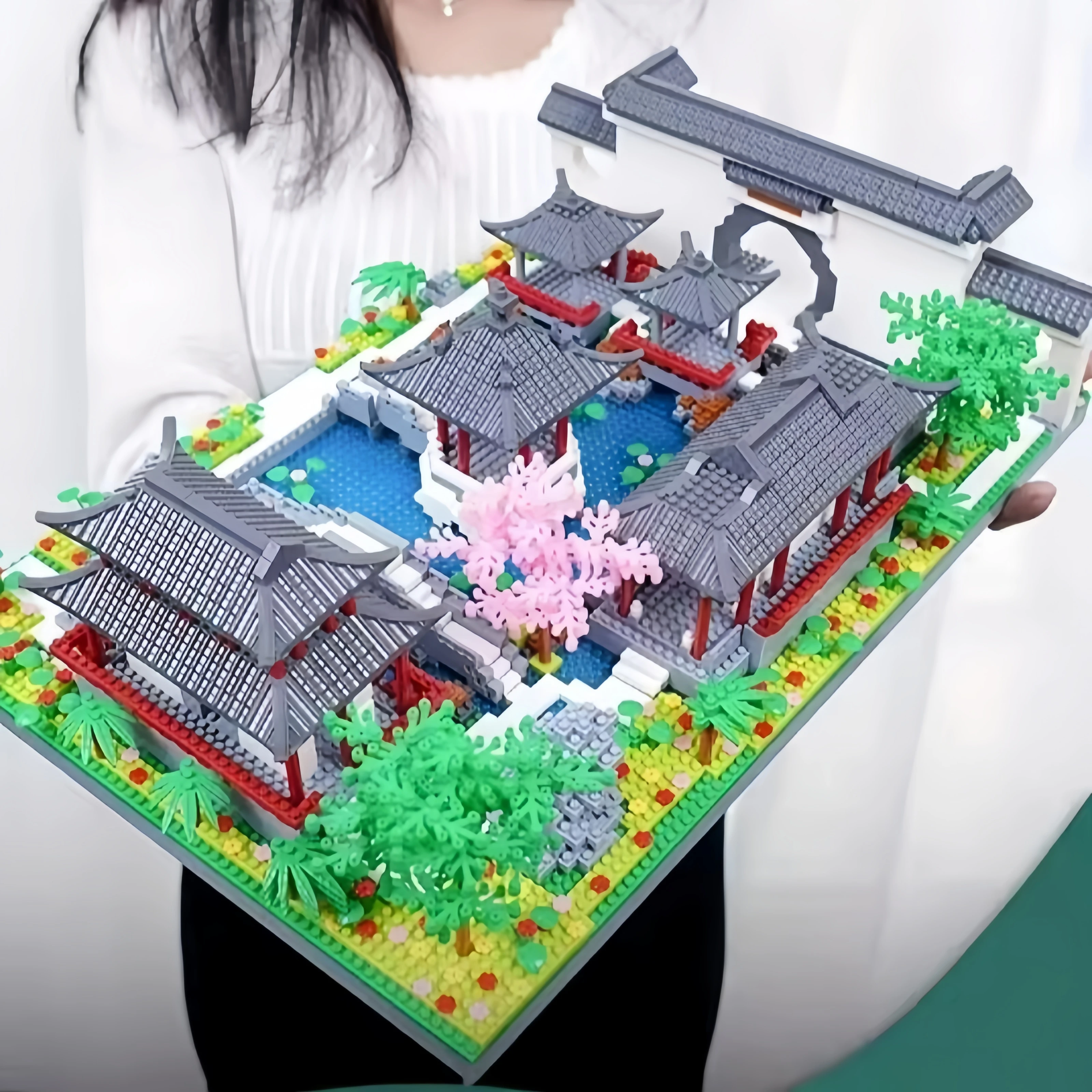 Suzhou garden Chinese classic building microparticle building block model decoration educational toys view 6