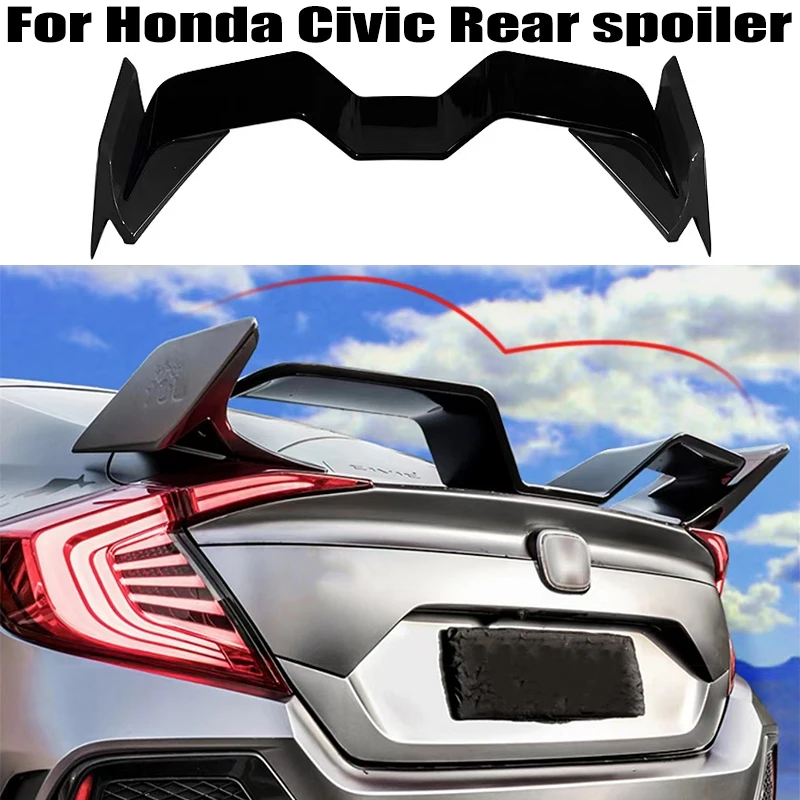 For Honda Civic 10th Gen 4 Door spoiler 2016 2017 2018 2019 2020 ABS Plastics Car Rear trunk cover wings spoiler Airfoil