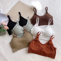 Soft Cotton Women's Underwear Vest Suspender Women's Seamless Thread Bodice Big U Back Wrap Chest Under Wear Bottoming Bra