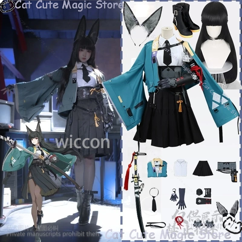

Game Zenless Zone Zero Cosplay Hoshimi Miyabi Jirai Kei Girl Uniform Blue Coat Punk Y2K Dress Furry Ear Prop Comic Con Halloween