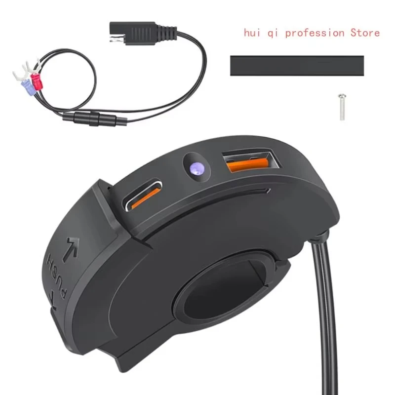 

Phone Tablet USB+Type C PD Charging USB Motorbike Handlebar Mounting USB Port Motorcycle Phone