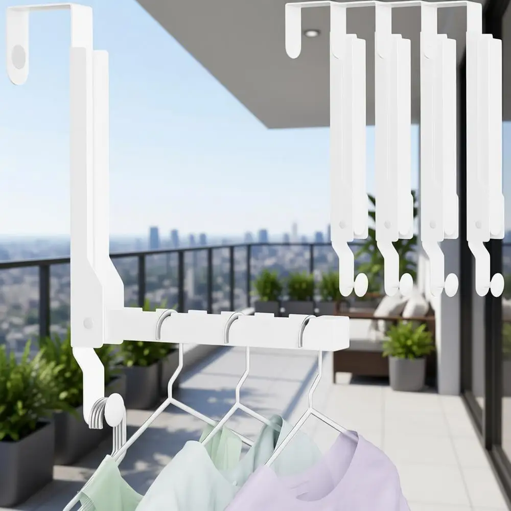 

4-Tier Door Hanging Clothes Drying Rack, Collapsible Portable Hanger for Compact Spaces (White - Upgraded)