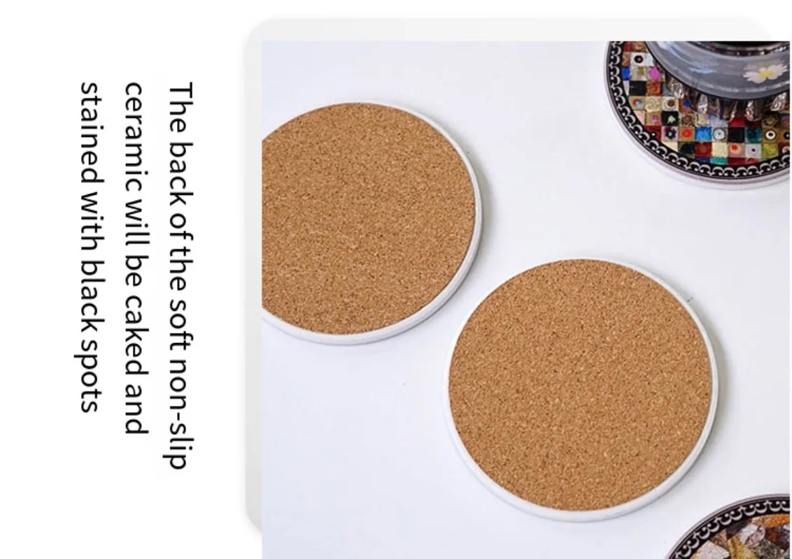 1PC Ceramic Coasters Terrazzo Marble Ceramic Coasters for Wooden Table Suitable for Kinds of Cups Home Decor posavasos