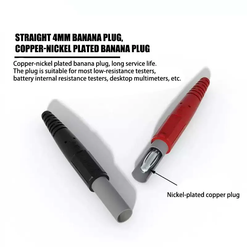 For Zoyi DQ012 Kelvin Test Lcr Lead Bottom Resistance 4-wire 4mm Safety Banana Plug Kelvin Clip Orichalum Plating Kelvin Probes