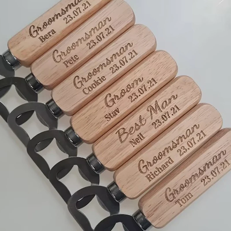 Custom Wooden Bottle Opener Gift Engraved Beer Bottle Opener Wedding Gift for Best man Wedding Favors For Guests Party Supplies