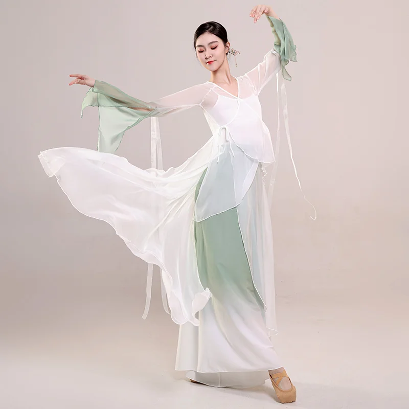 Classical dance attire, women's elegant and immortal spirit, body charm, gauze clothing, martial arts training attire,