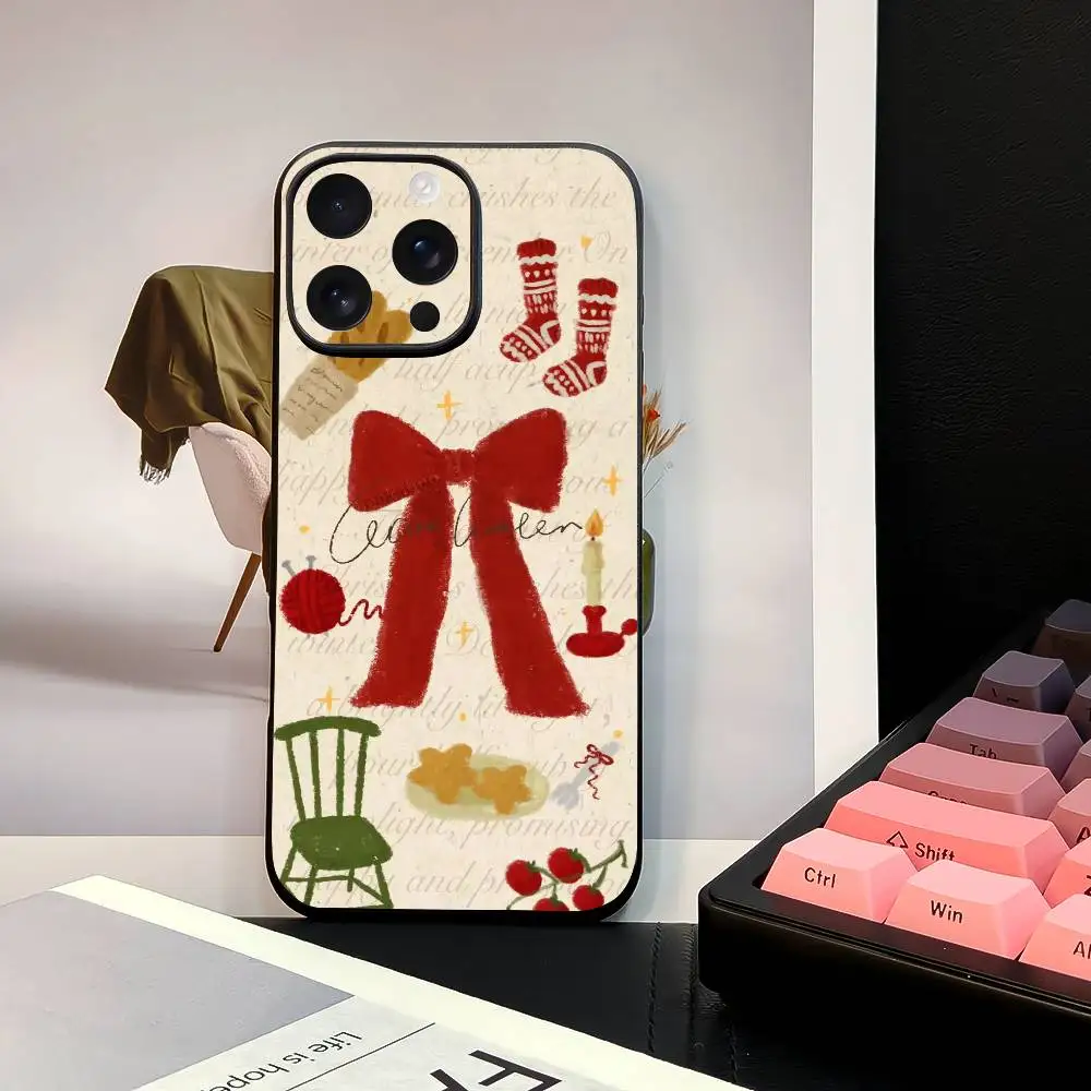 Funda para teléfono con diseño de reno y copo de nieve, elegante funda de TPU negra mate para 11-16. Antideslizante y resistente al desgaste