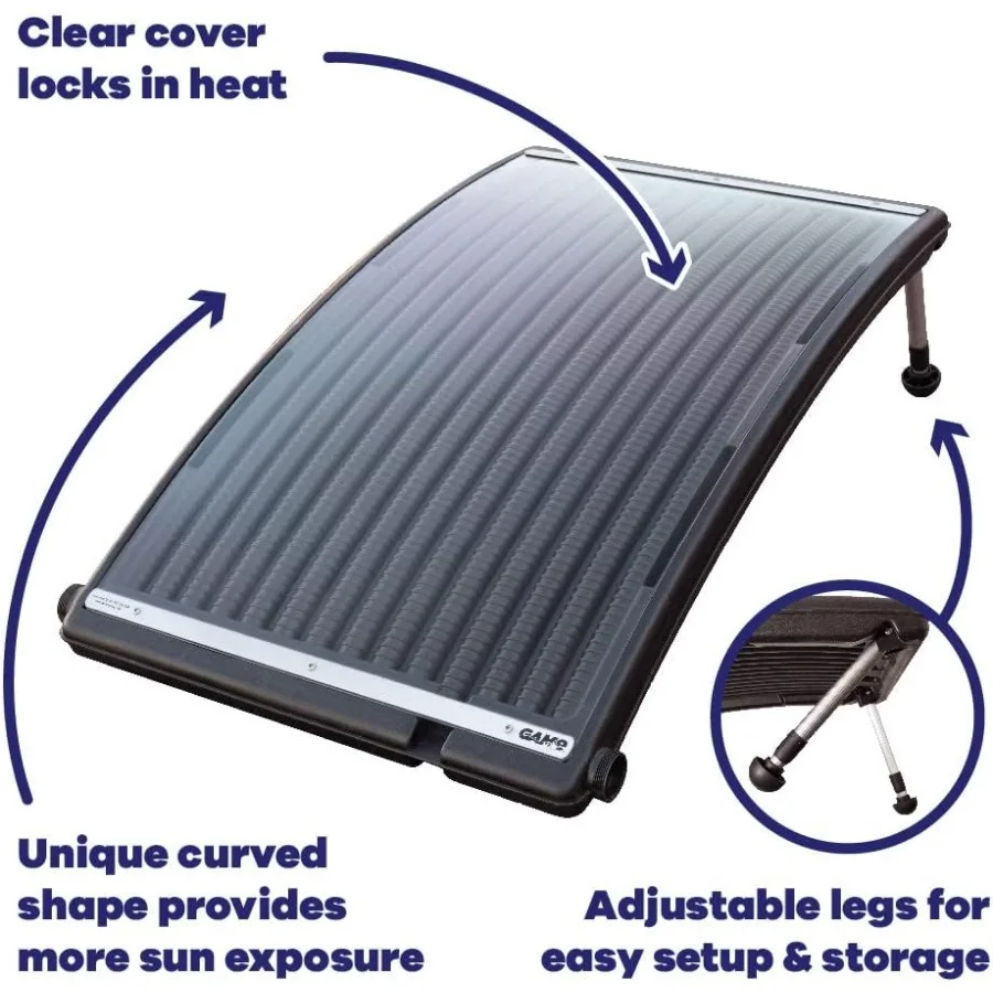 4721-BB SolarPRO Curve Solar Pool Heater for Intex Bestway Above-Ground and Inground Pools Black Includes Intex Adapters 2 Hose