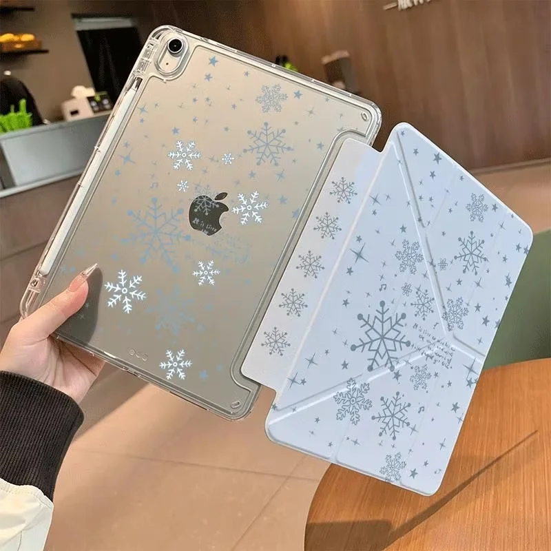 Romantic Blue Snowflake Stars Niche Tablet Case For iPad Pro 13 11th A16 12.9' 10 9 8 7 6 Th Air 3 2 1 Mini 7 6 5 4 Cover