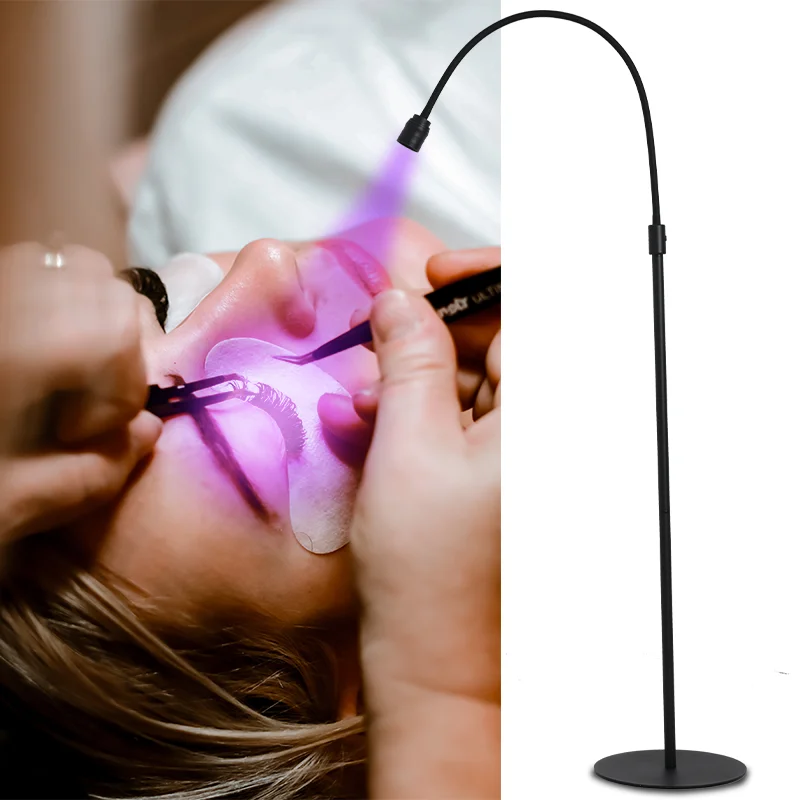 12W LED UV lamp eyelash extention gel curing floor lamp for beauty salon foot switch adjustable lamp holder angle spotlight