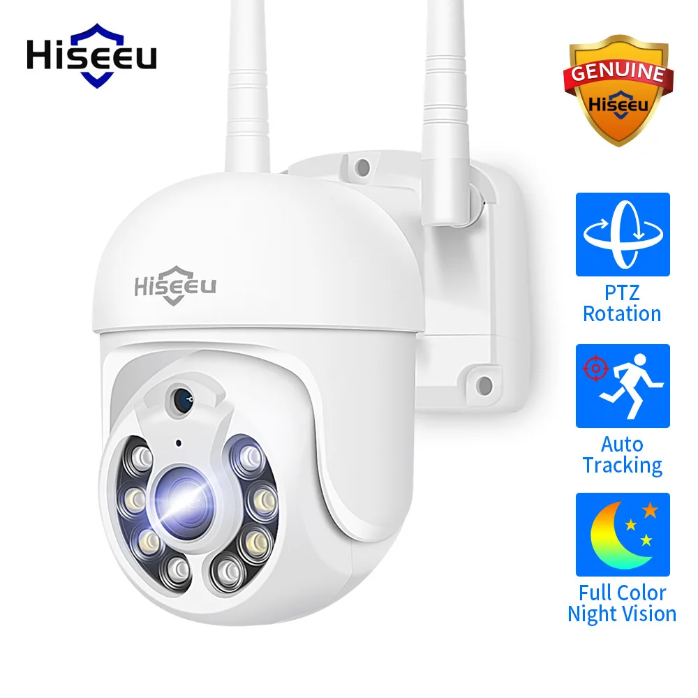 Hiseeu 5MP Home wifi Camera Outdoor 5X Digitial Zoom PTZ IP Audio P2P CCTV Surveillance Camera Auto tracking HD AI Human Detect