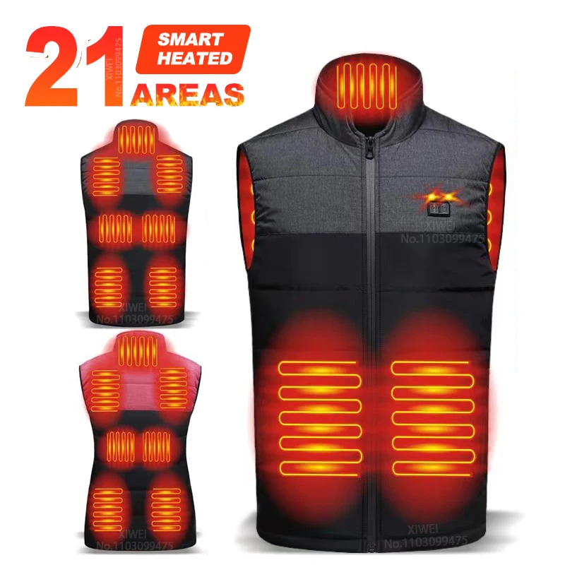 

21 Areas Self Heated Vest Women Men Jacket USB Heating Jacket Ski Camping Hiking Heated Clothes Winter Warm Coat Washed