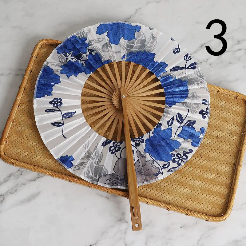 

Handmade Round Bamboo Fan, Collapsible Fan, Lady's Cheongsam Dance Fan Collection, Gifts, Crafts, Home Decor