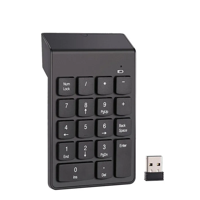 Portable Number Pad Mini USB 2.4GHz 18 Keys Financial Accounting Numeric Keypad Keyboard Extensions for Laptop Desktop Notebook