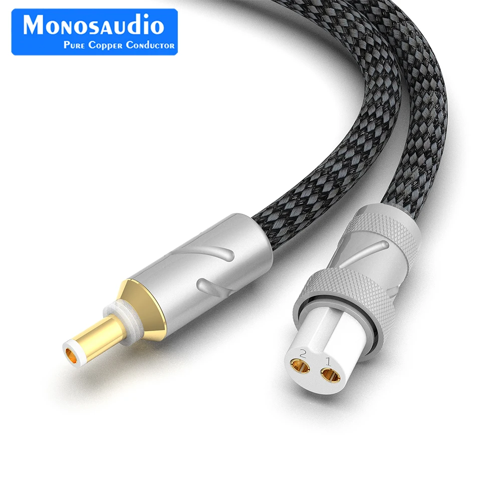 Cable CC Monosaudio de plata pura con DC5.5-2.1/ 2,5mm chapado en oro de cobre puro a enchufe de aviación Circular hembra de 2 pines