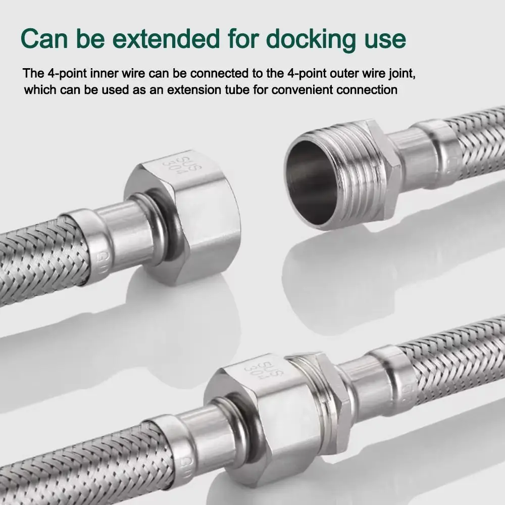 20-200 سنتيمتر طول خرطوم دش مرن داخلي الخيوط الفولاذ المقاوم للصدأ خرطوم مضفر قابل للتعديل طول الخيوط الخارجية