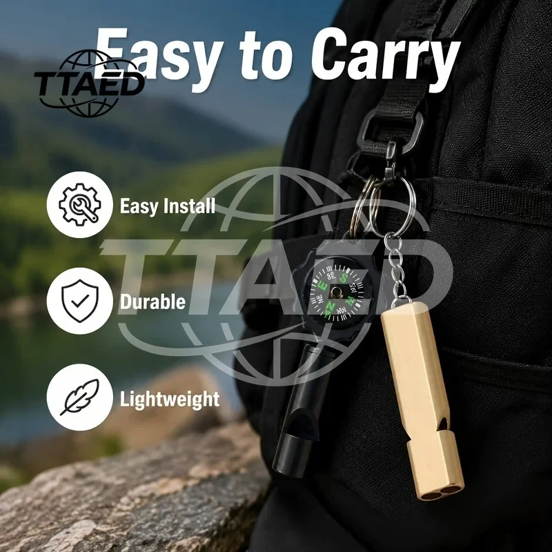 TTAED Double Pipe Whistle Pendant Keychain High Decibel Portable Outdoor Survival Emergency Camping Tool Multifunction Whistle