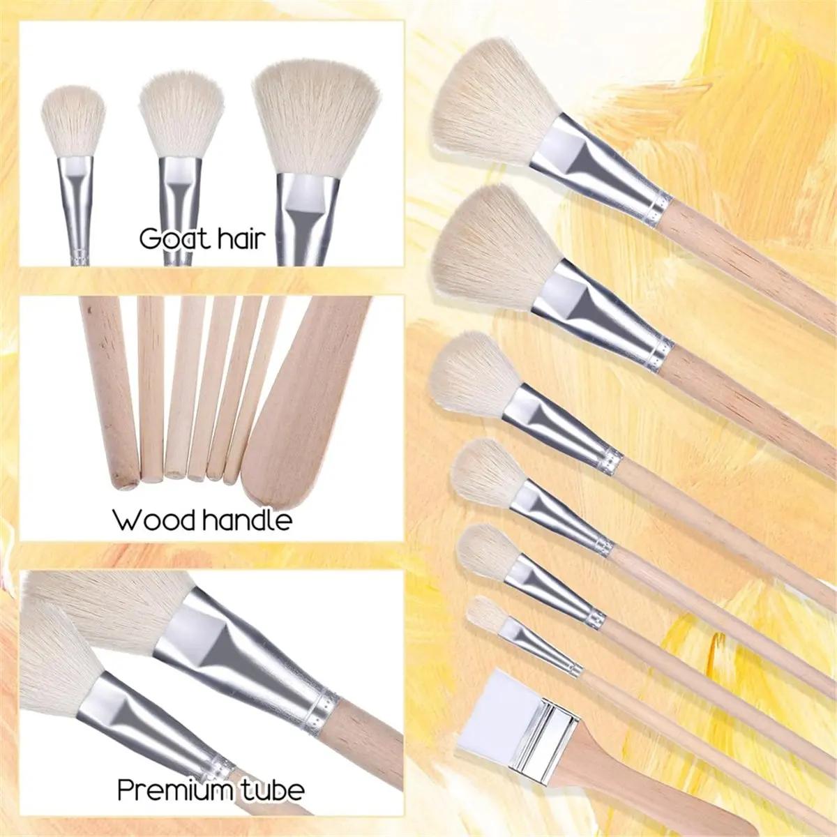 (ABKM) Acrylic Paint Brushes Set,Blending Brushe for Card Making Stencil Projects Acrylic Oil Gold Foil Watercolor Artist Paint