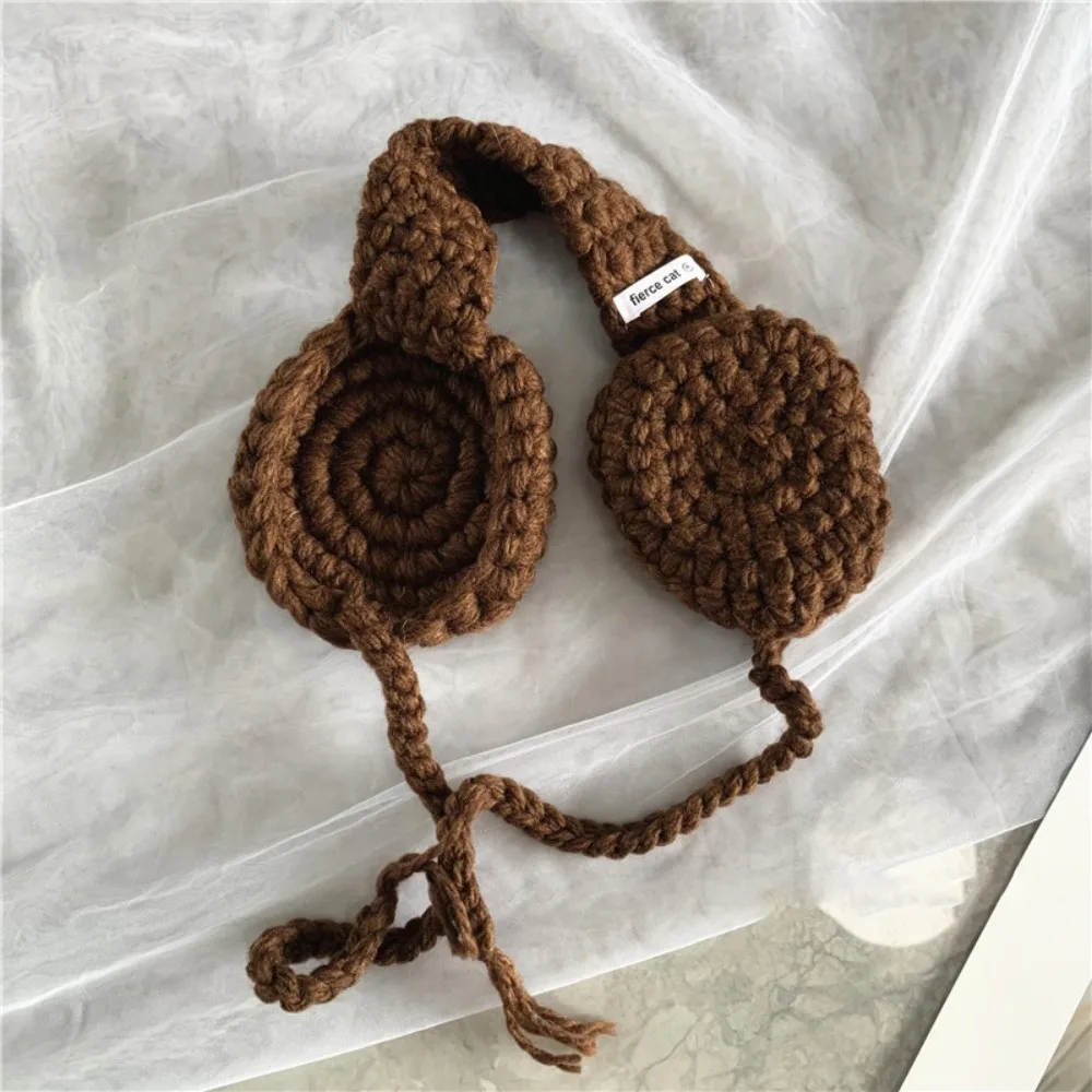 Hairball Knitted Earmuffs Cute Handmade Drawstring Ear Protector Retro Ear Protection Headband Autumn Winter