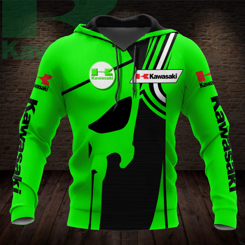 Kawasaki Racing Suit Mens Clothing Unisex Sweatshirt Motorcycle Uniform Oversized Hoodie Street Child High-quality Extreme Sport