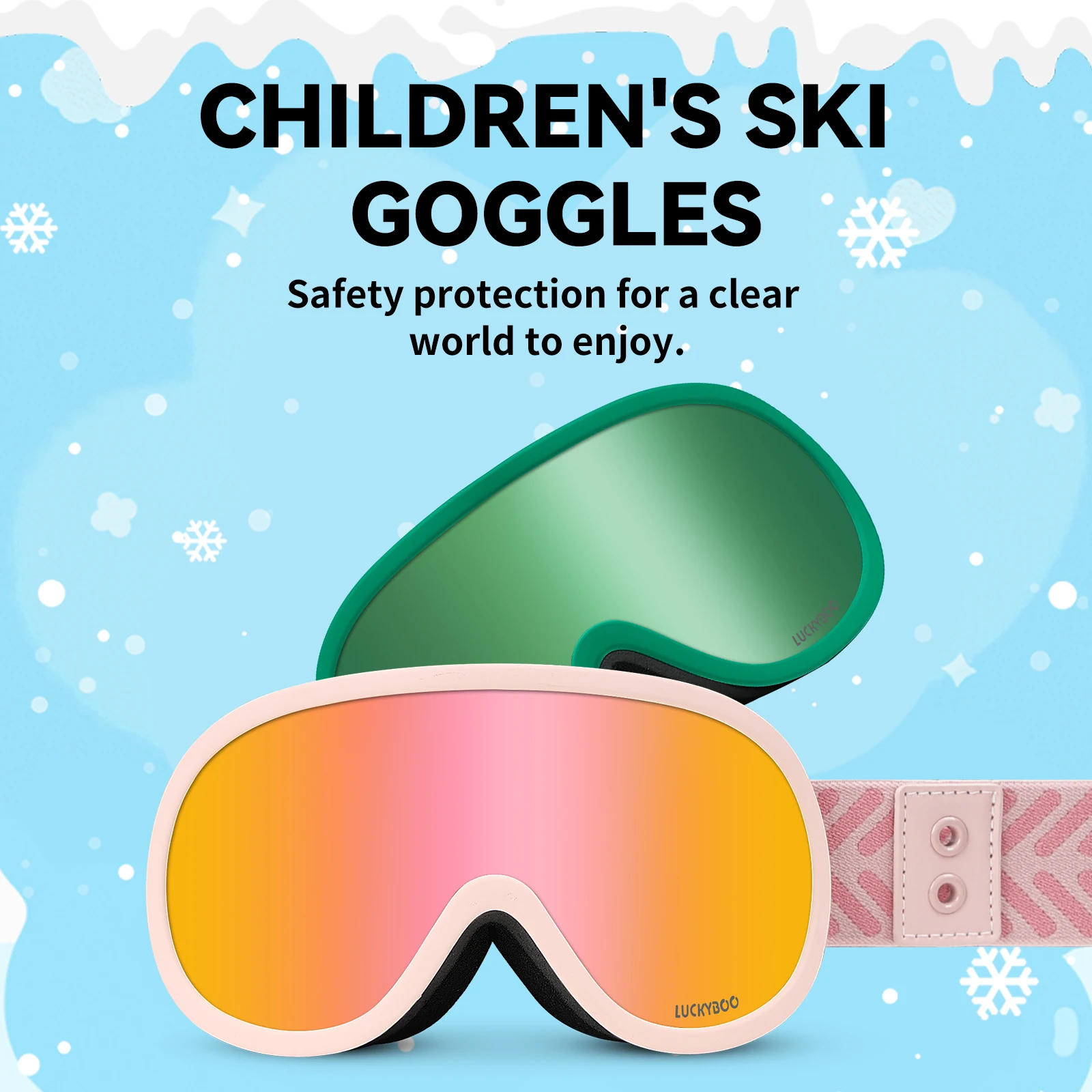 

LUCKYBOO L4 Детские лыжные очки Противотуманные с защитой от УФ | LUCKYBOO Снежные очки с иридиевой линзой для мальчиков и девочек - 5 дизайнов