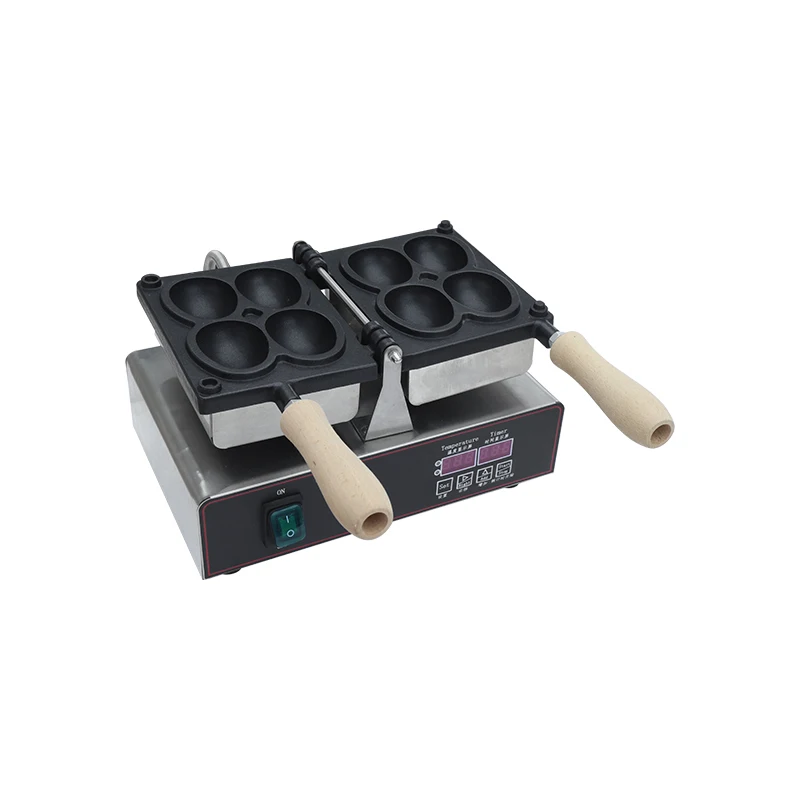 

New 4-Hole Smiley Face Egg Waffle Maker High Productivity Cast Iron Mango Waffle Machine Electric Biscuit Snack-making Machine