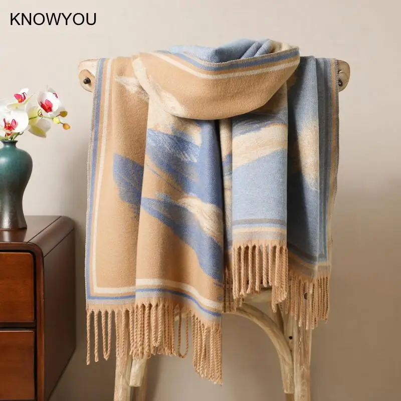 

Осень 2021, новые шали, женские теплые шарфы, пашмина, искусственная кашемировая накидка, жаккардовая накидка с перьями, Bufanda Echarpes, глушитель Bufanda