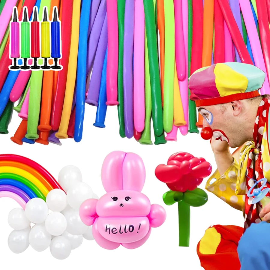 51/101/201 stücke Bunte Lange Luftballons mit Pumpe Magie Verdrehen Latex Ballon für Geburtstag Party Hochzeit Dekoration DIY Tier JXB – Detail 1