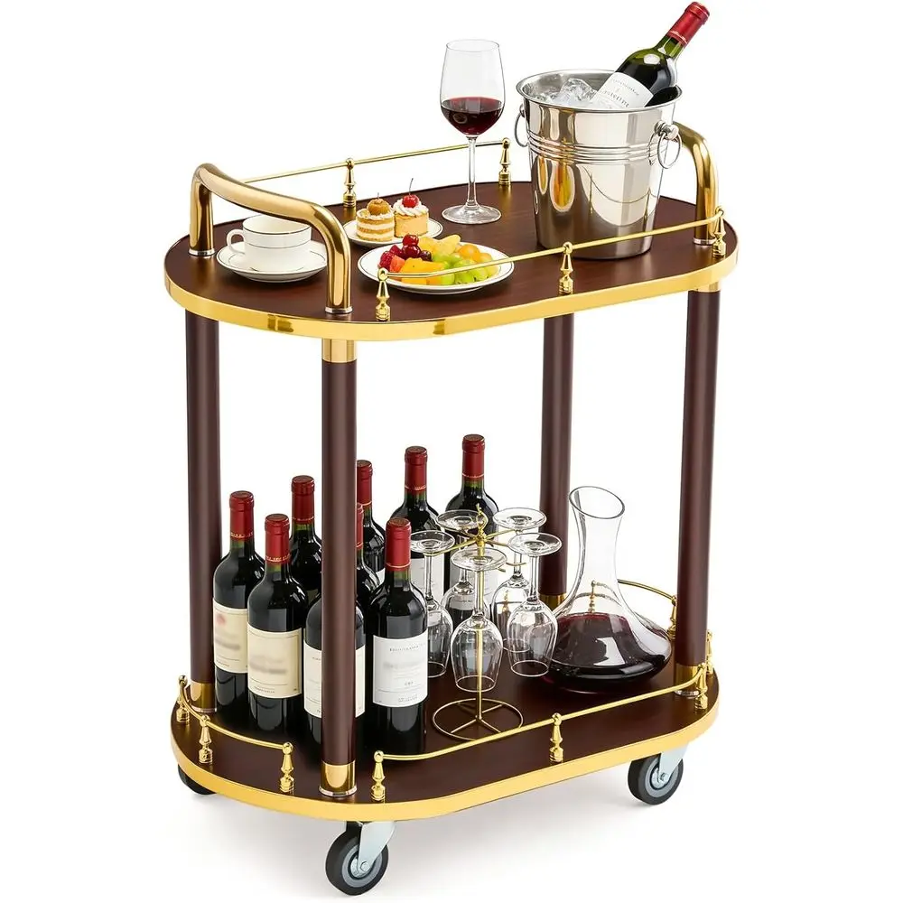 

Mobile Bar Cart for Restaurants - Elegant Wine and Drinks Trolley with Wheels, Ideal for 5-Star Hotels and Clubs