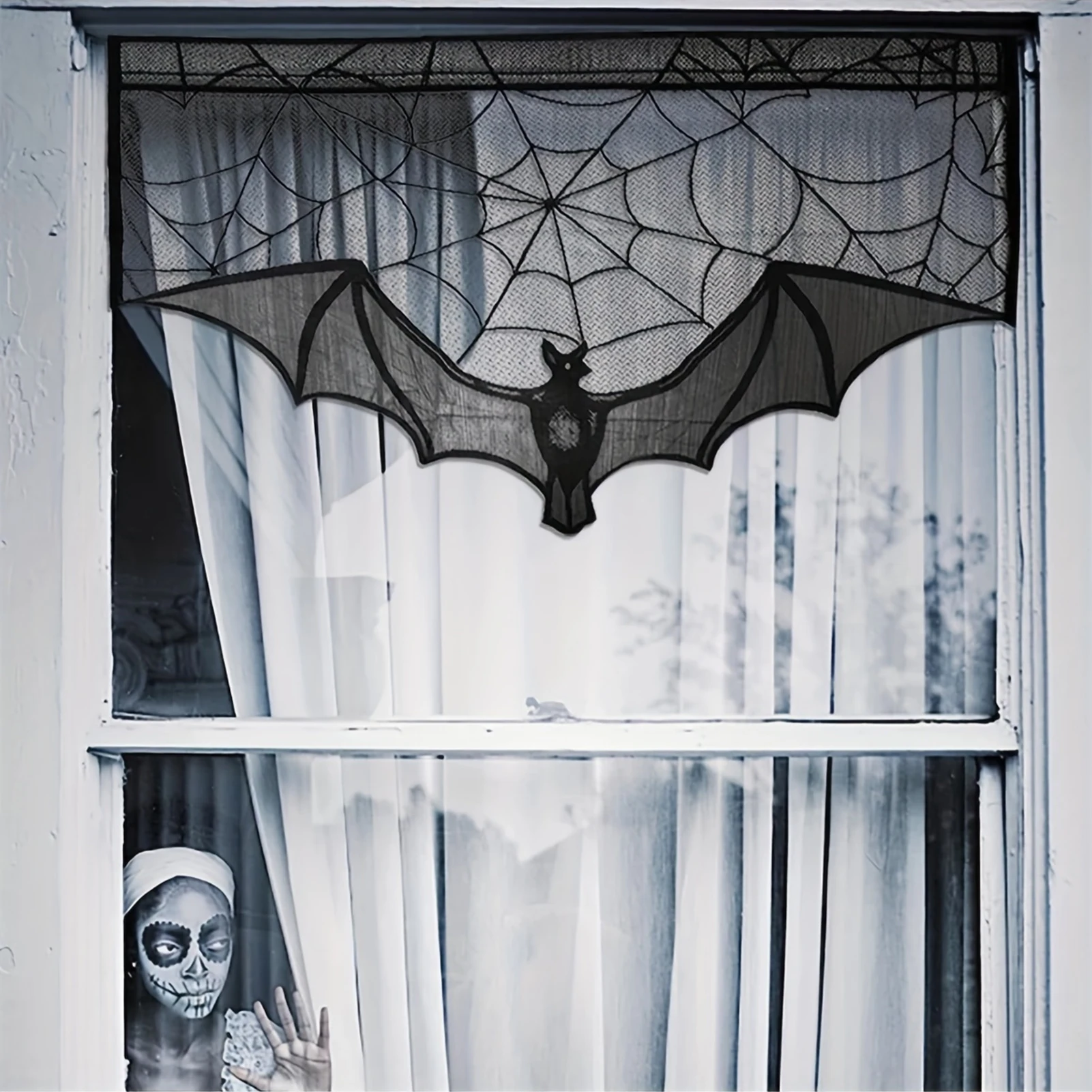 

13pcs Halloween Decorations Creative Bat Spider Web Door Curtain Simulated Bat Decorative Stickers Home Party Decoration Props