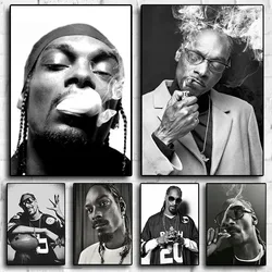 Gangster Rap Music Singer Canvas Painting Snoop Dogg Hip Hop Rapper Black and White Wall Art Print Pictures Home Decor