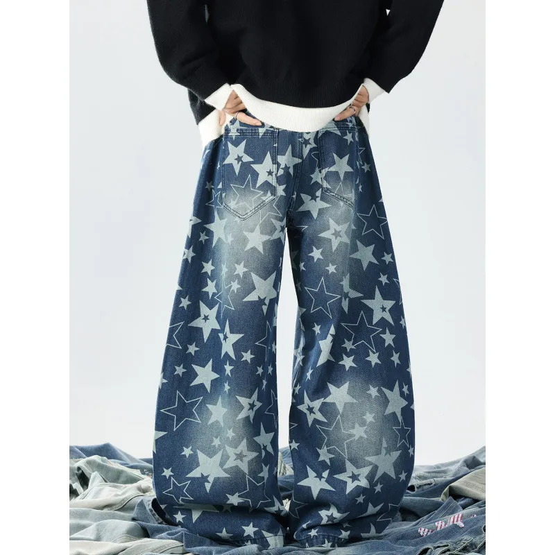 

【Mirrordust】 Широкие брюки-карго в американском стиле больших размеров, свободные джинсы в стиле ретро, унисекс с прямыми штанинами High Street