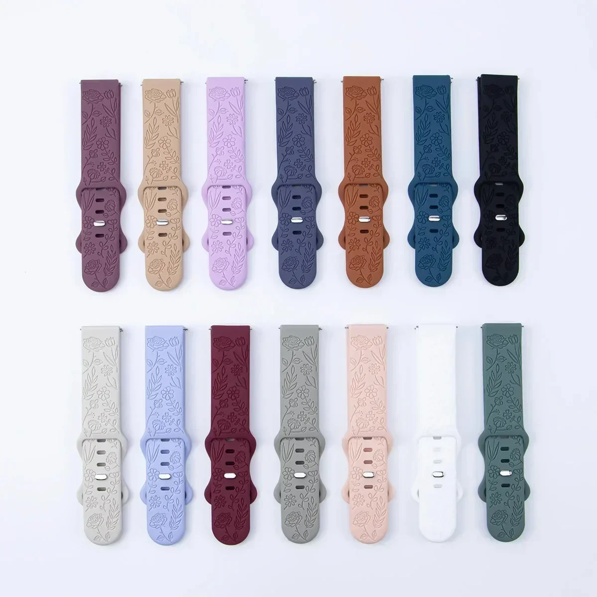 18mm 20mm 22mm Rose engrave Band for Samsung Galaxy Watch 654 40mm 44mm Gear S3 Silicone Cute Strap Classic 43mm 45mm Active 2 image 6