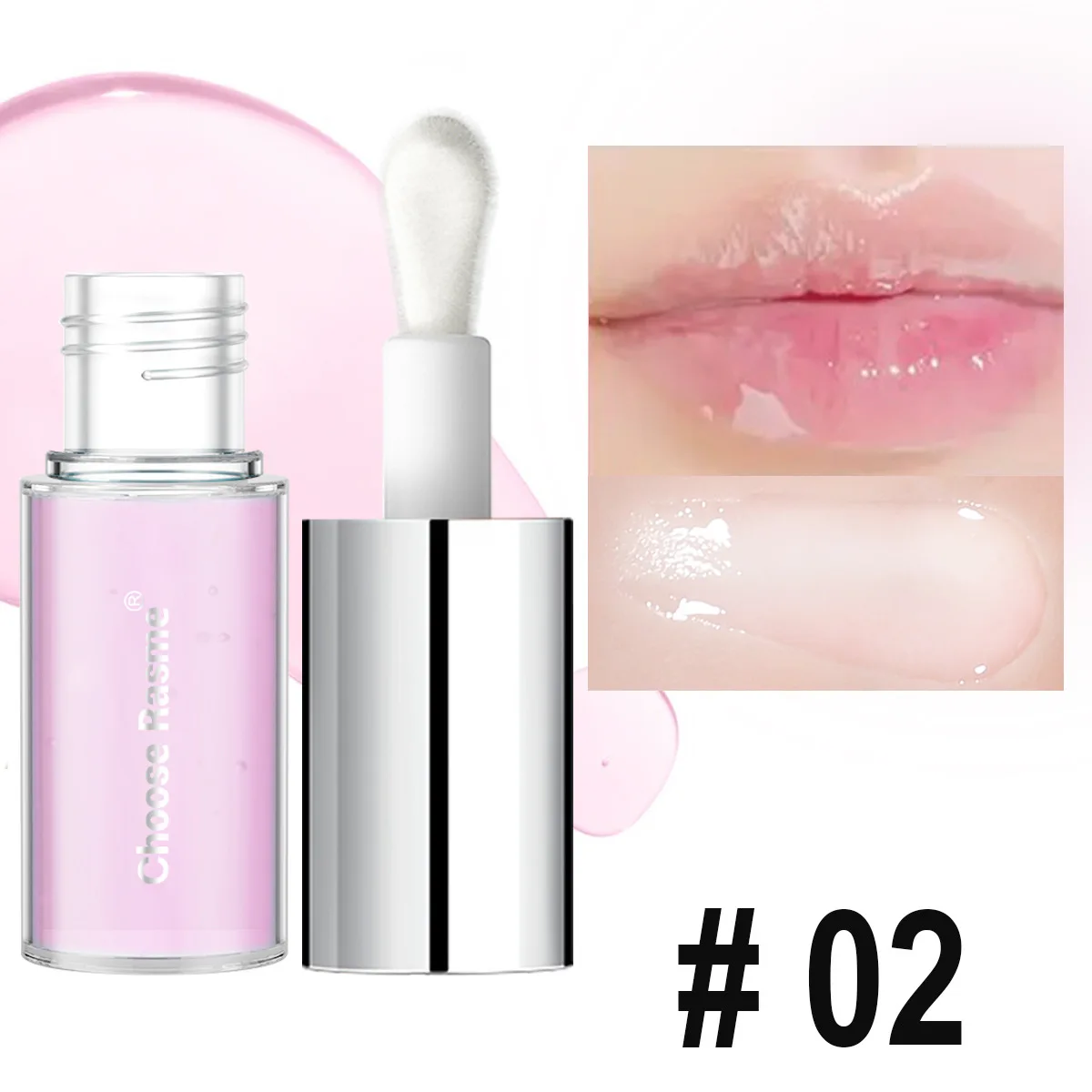 Brillo Labial con Sabor a Coco, Cabezal de Brocha Grande, Espejo, Perla Hidratante, Brillo Fino, Tinte Labial Transparente con Efecto Agua, Resistente al Agua