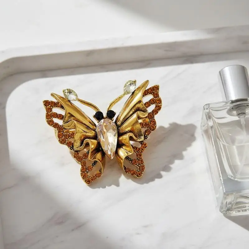 Lightweight Vintage Butterfly Brooch for Women Exquisite Cute Retro Jewelry Accessory for Coat Dress School Wear for Students