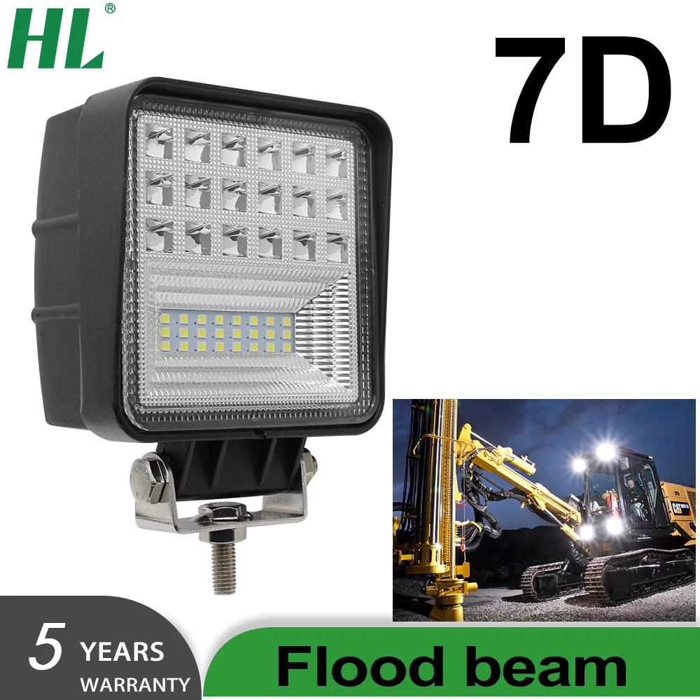 HAOLIDE LED Work Light 4Inch 63W Offroad Work Light Bar 12V 24VFlood Led Light For Truck 4x4 Led Tractor Headlight