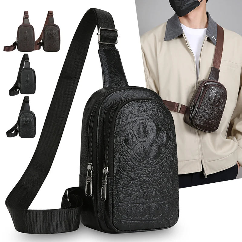 Versatile PU Leather Chest Bag - Professional Chest Sling for Work, Travel & Outdoor Activities (Fits Phone & Essentials)